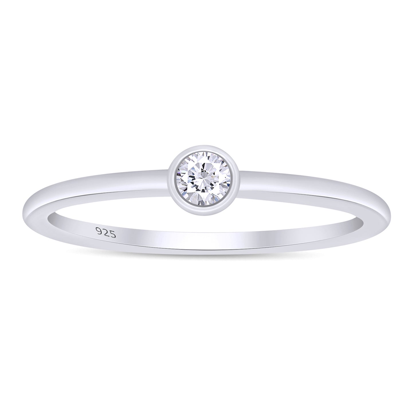 Load image into Gallery viewer, Round Cut Lab Grown Diamond Bezel Set Solitaire Stackable Engagement Ring In 925 Sterling Silver
