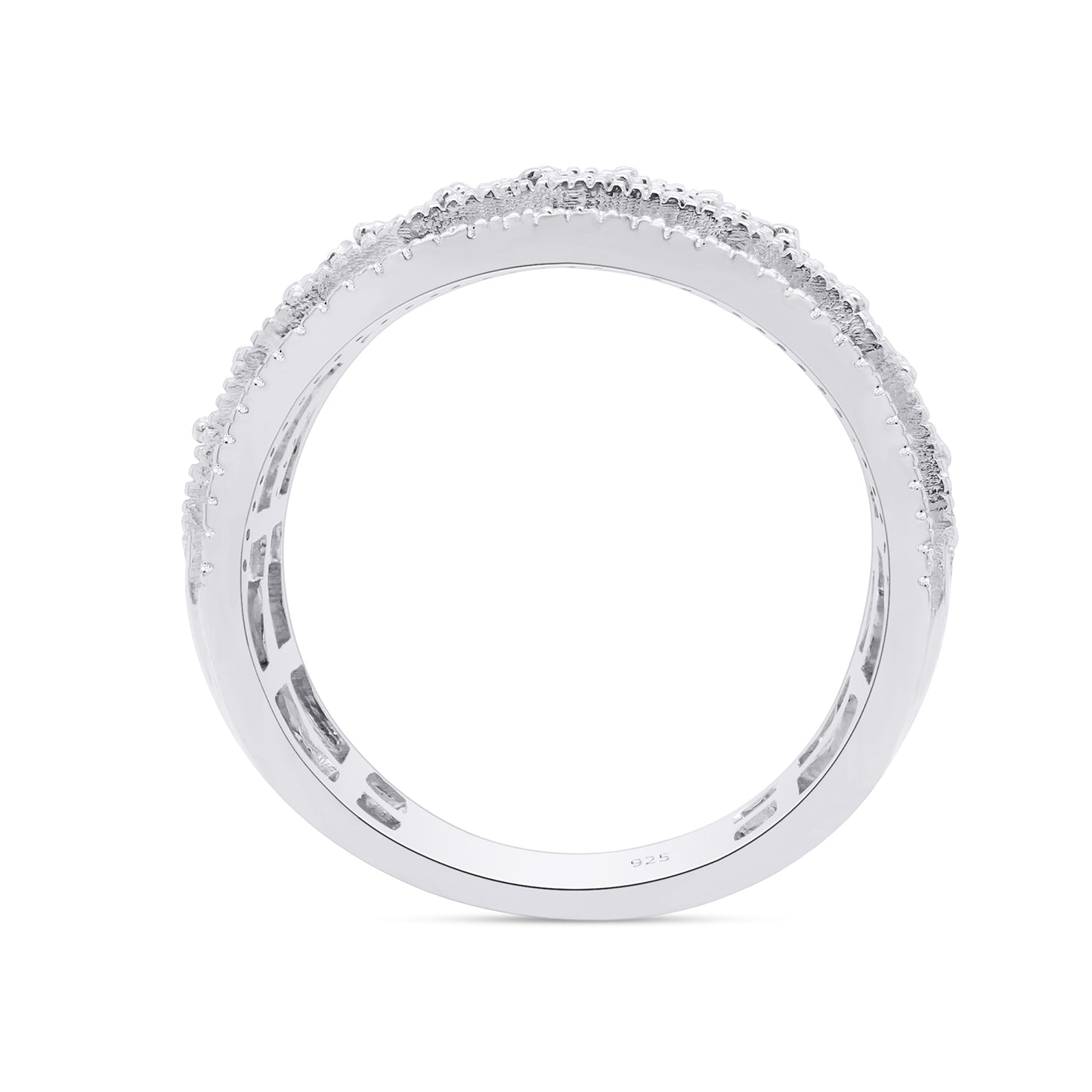 1/4 Carat Round Cut White Natural Diamond Vintage Style Multi-Row Anniversary Band Ring In 925 Sterling Silver (0.25 Cttw)