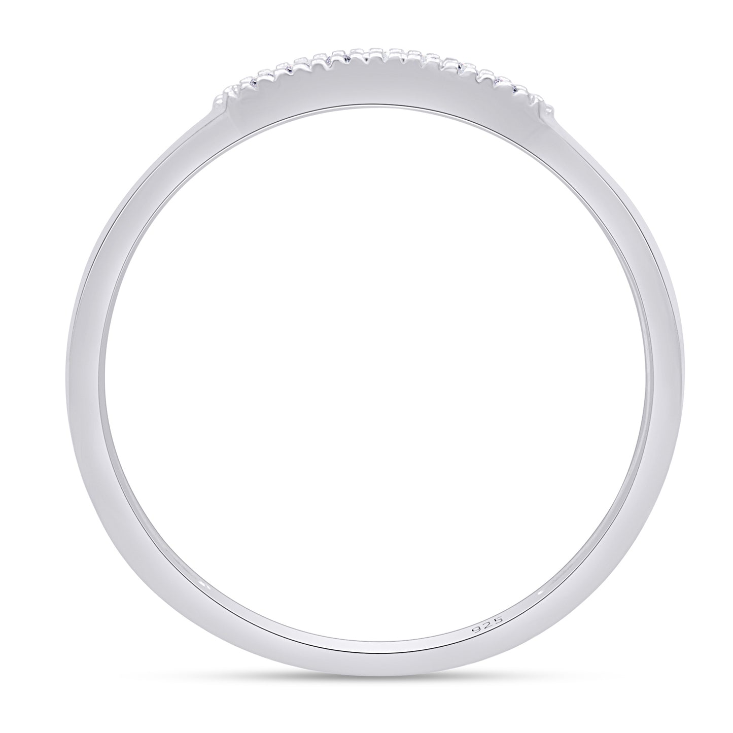 Round White Natural Diamond Accent Vintage-Style Contour Enhancer Guard Band Ring In 925 Sterling Silver (0.03 Cttw)