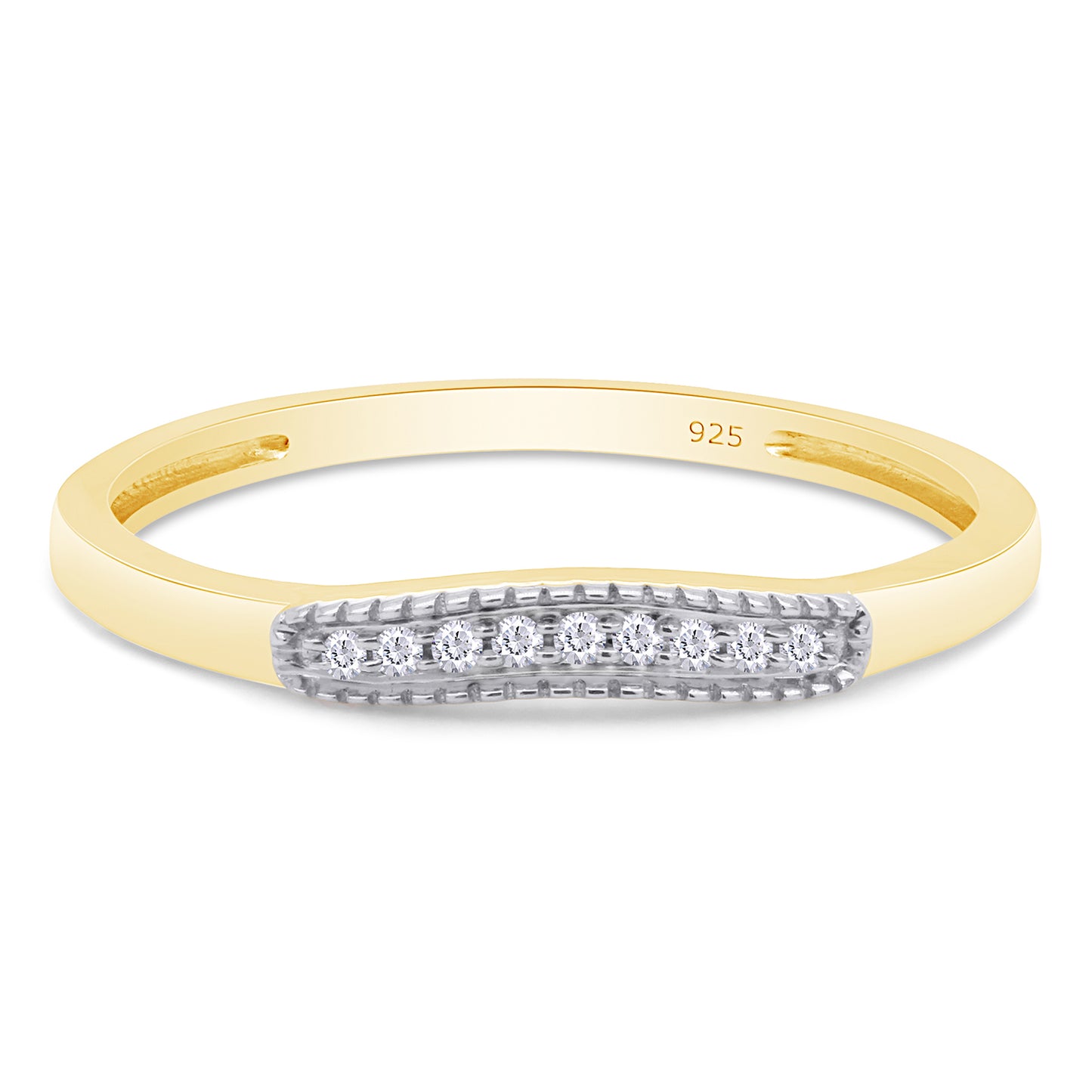 Round White Natural Diamond Accent Vintage-Style Contour Enhancer Guard Band Ring In 925 Sterling Silver (0.03 Cttw)