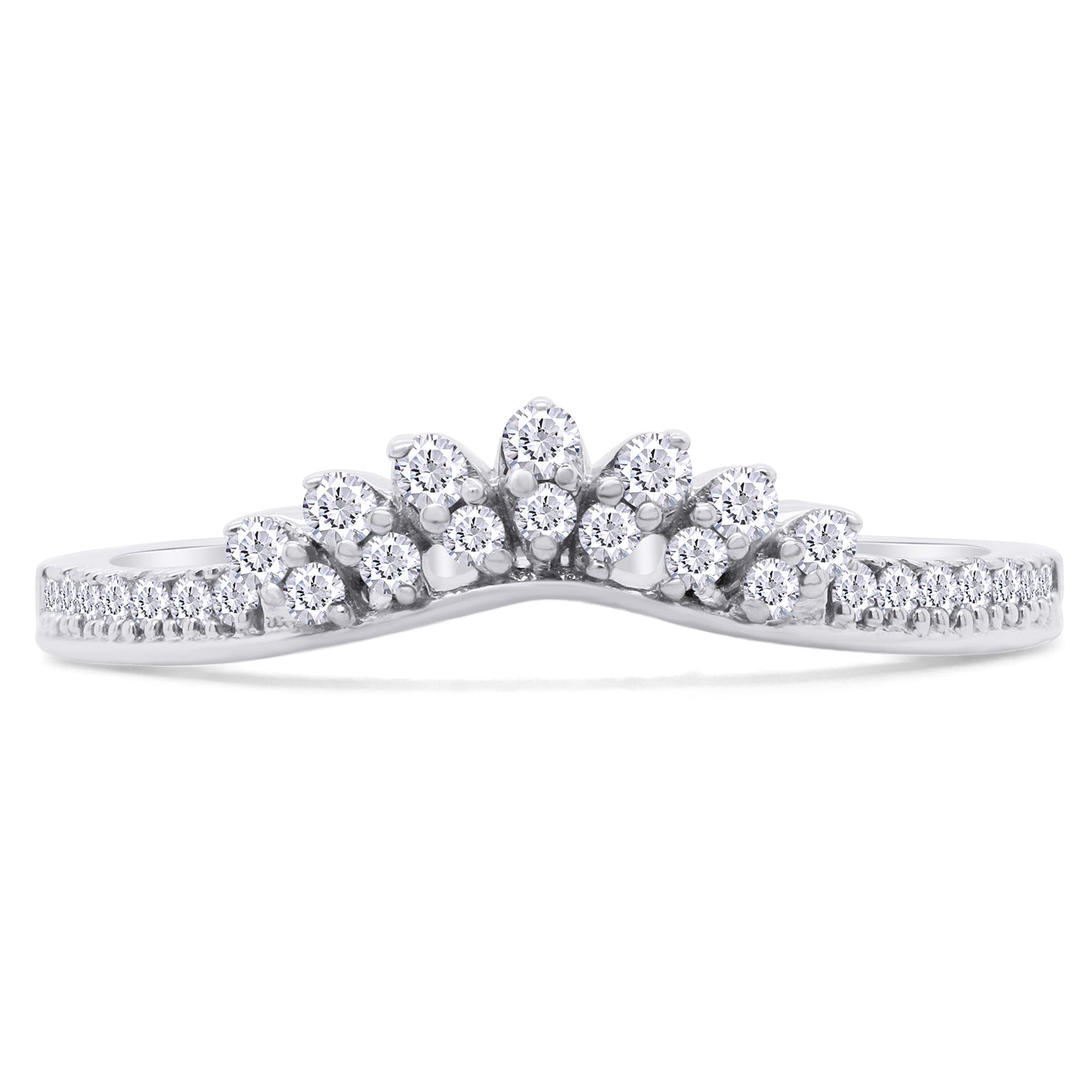 1/6 Carat Round White Natural Diamond Tiara Contour Enhancer Guard Band Ring In 925 Sterling Silver