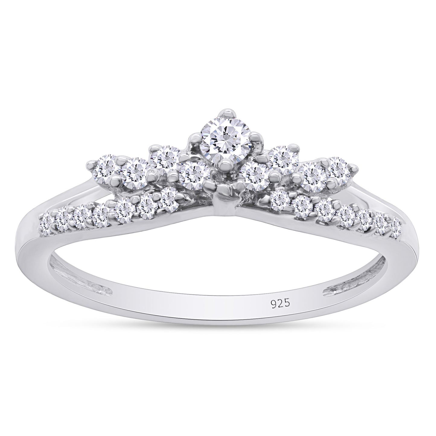 1/4 Carat Round White Natural Diamond Crown Contour Enhancer Guard Band Ring For Women In 925 Sterling Silver