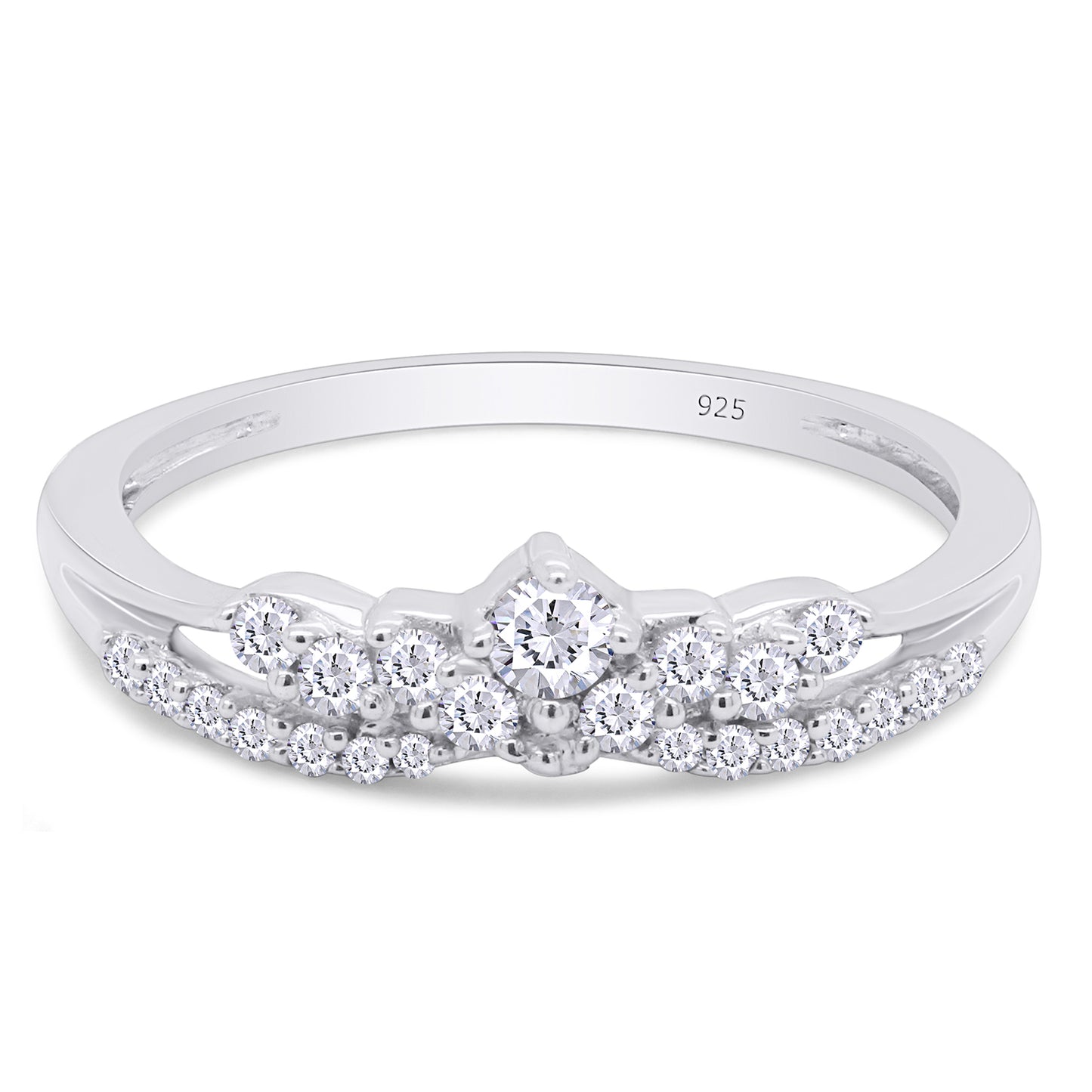 1/4 Carat Round White Natural Diamond Crown Contour Enhancer Guard Band Ring For Women In 925 Sterling Silver