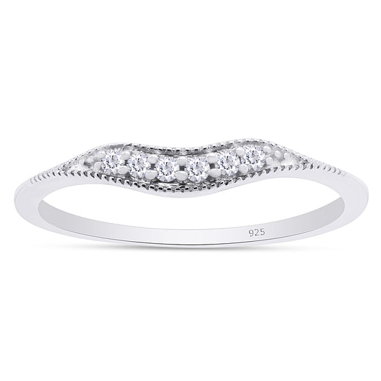 Load image into Gallery viewer, Round White Natural Diamond Vintage-Style Contour Enhancer Guard Band Ring In 925 Sterling Silver
