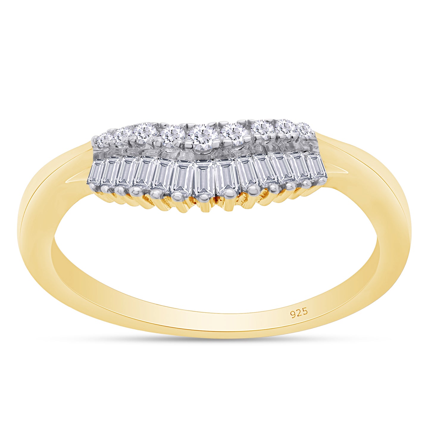 1/5 Carat Baguette & Round White Natural Diamond Double Row Contour Enhancer Guard Band Ring In 925 Sterling Silver