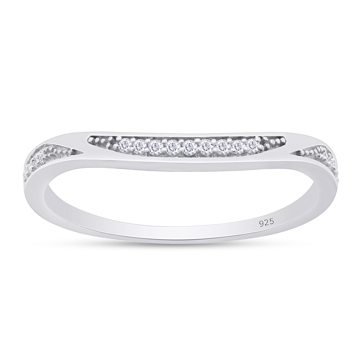 1/20 Carat Round White Natural Diamond Contour Enhancer Guard Band Ring In 925 Sterling Silver