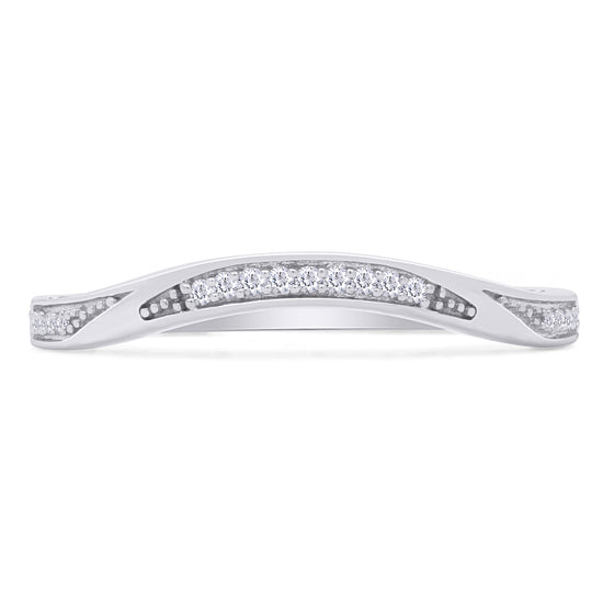 1/20 Carat Round White Natural Diamond Contour Enhancer Guard Band Ring In 925 Sterling Silver