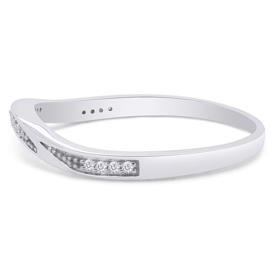 1/20 Carat Round White Natural Diamond Contour Enhancer Guard Band Ring In 925 Sterling Silver