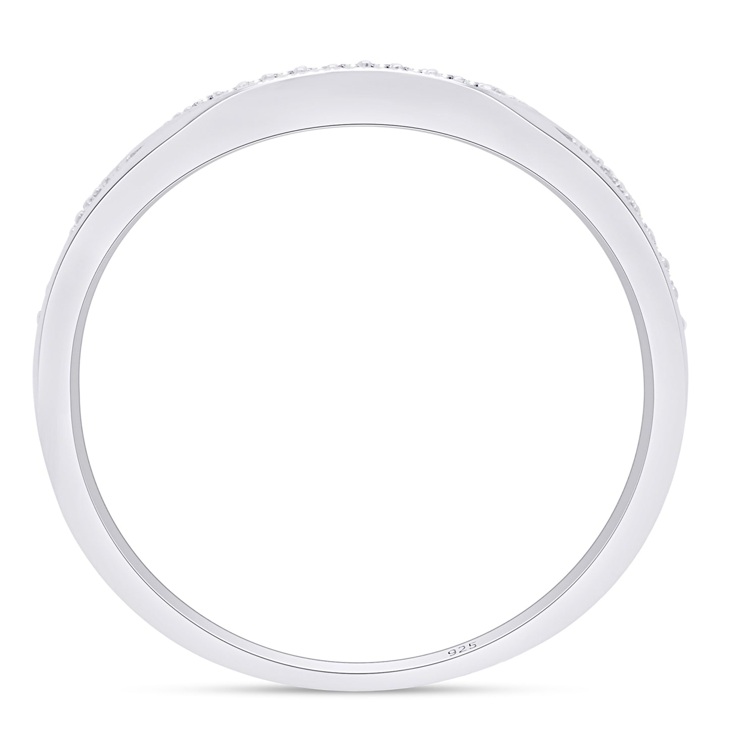 1/20 Carat Round White Natural Diamond Contour Enhancer Guard Band Ring In 925 Sterling Silver