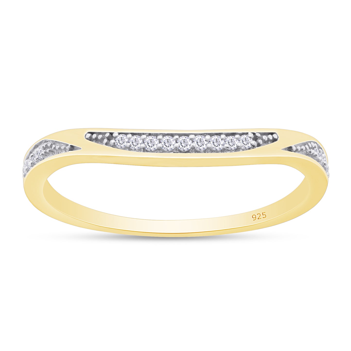 1/20 Carat Round White Natural Diamond Contour Enhancer Guard Band Ring In 925 Sterling Silver