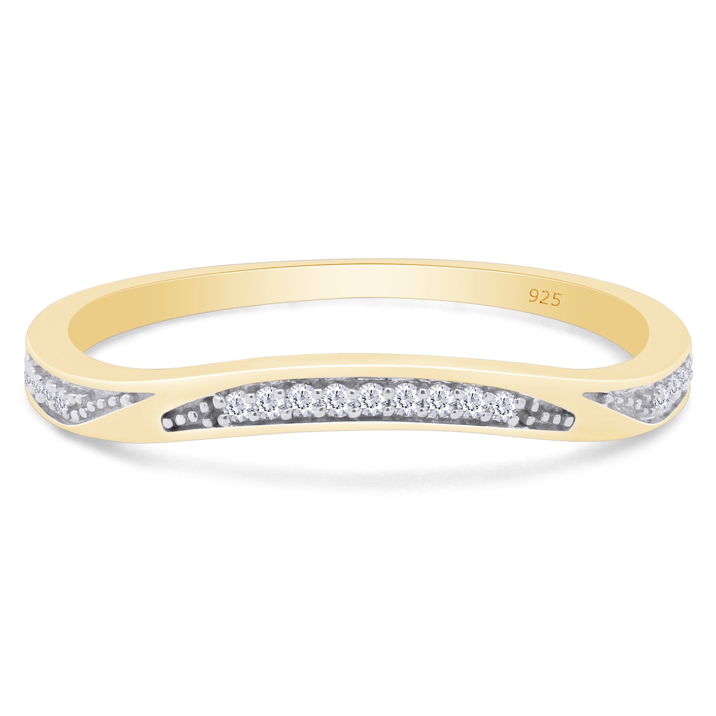 1/20 Carat Round White Natural Diamond Contour Enhancer Guard Band Ring In 925 Sterling Silver