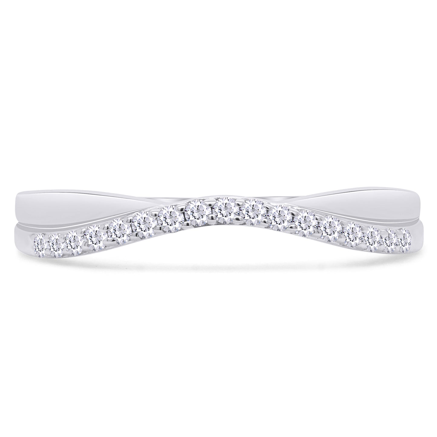 1/10 Carat Round White Natural Diamond Twist Contour Enhancer Guard Band Ring In 925 Sterling Silver