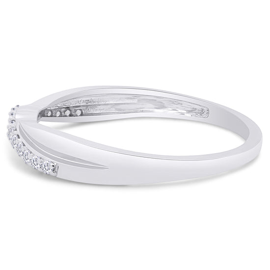 1/10 Carat Round White Natural Diamond Twist Contour Enhancer Guard Band Ring In 925 Sterling Silver