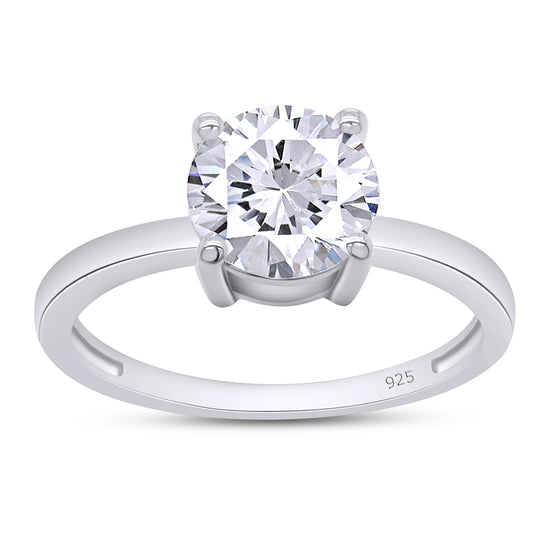 1 1/2 Carat 7.5MM Round Lab Created Moissanite Diamond Solitaire Ring For Women In 925 Sterling Silver