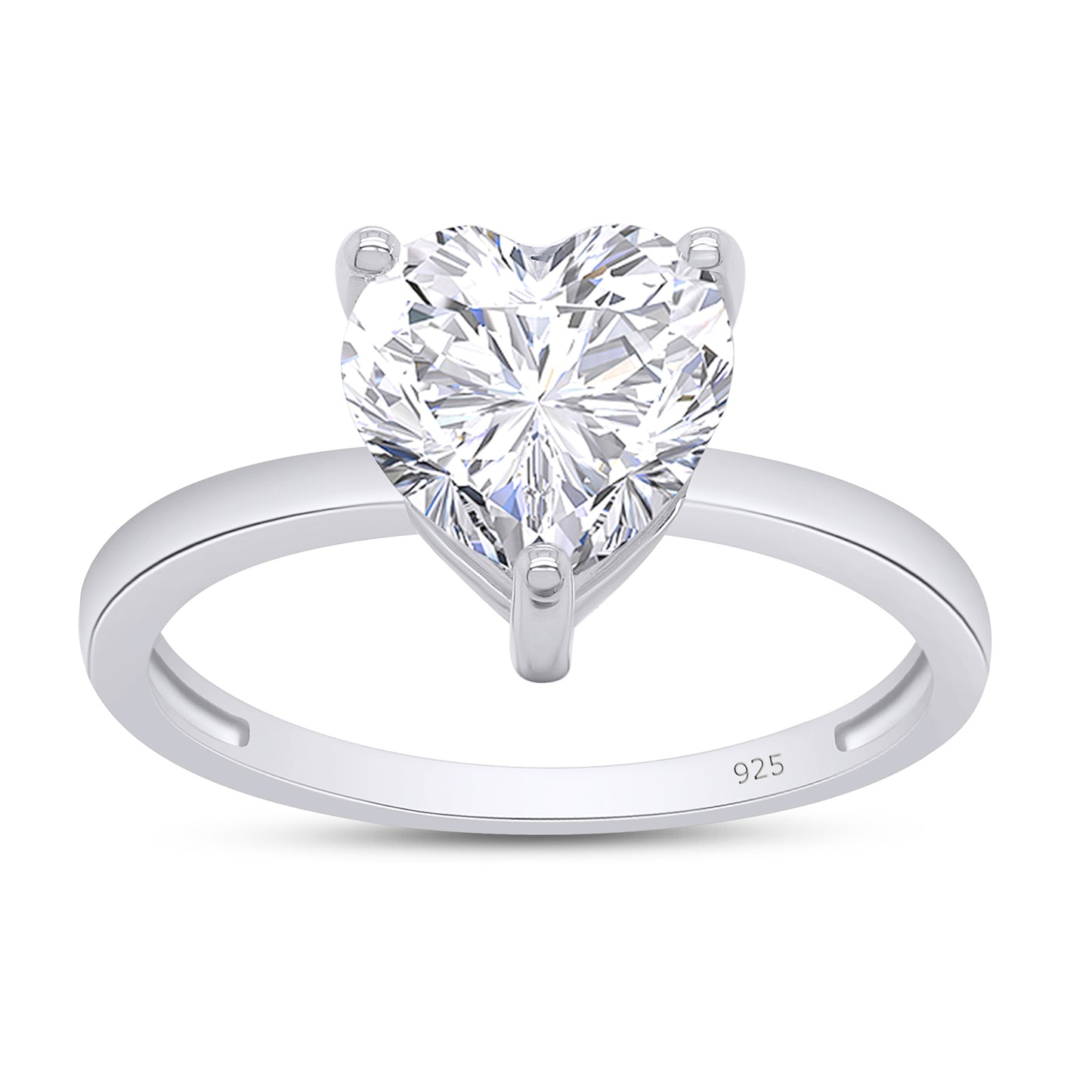 1 3/4 Carat 8MM Heart Lab Created Moissanite Diamond Solitaire Ring For Womens In 925 Sterling Silver (1.75 Cttw)