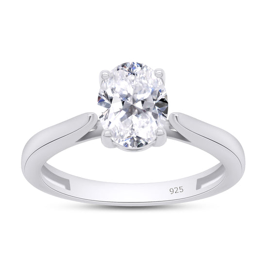 1 1/3 Carat 8X6MM Oval Lab Created Moissanite Diamond Solitaire Ring For Womens In 925 Sterling Silver
