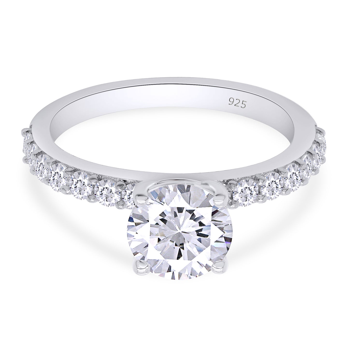 1.40 Carat 6.5MM Round Lab Created Moissanite Diamond Solitaire Engagement Ring For Women In 925 Sterling Silver