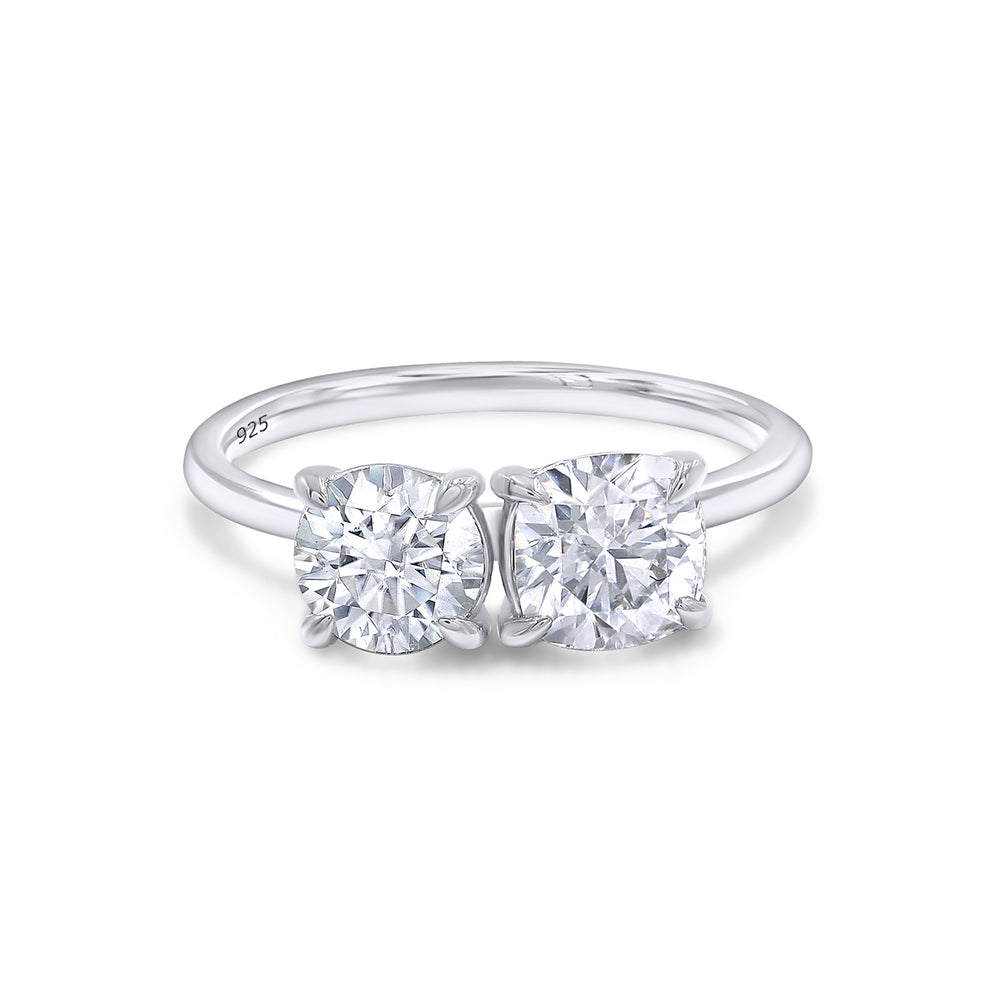 
                      
                        1 3/4 Carat Round & Cushion Lab Created Moissanite Diamond Toi Et Moi 2-Stone Engagement Ring For Women In 925 Sterling Silver
                      
                    