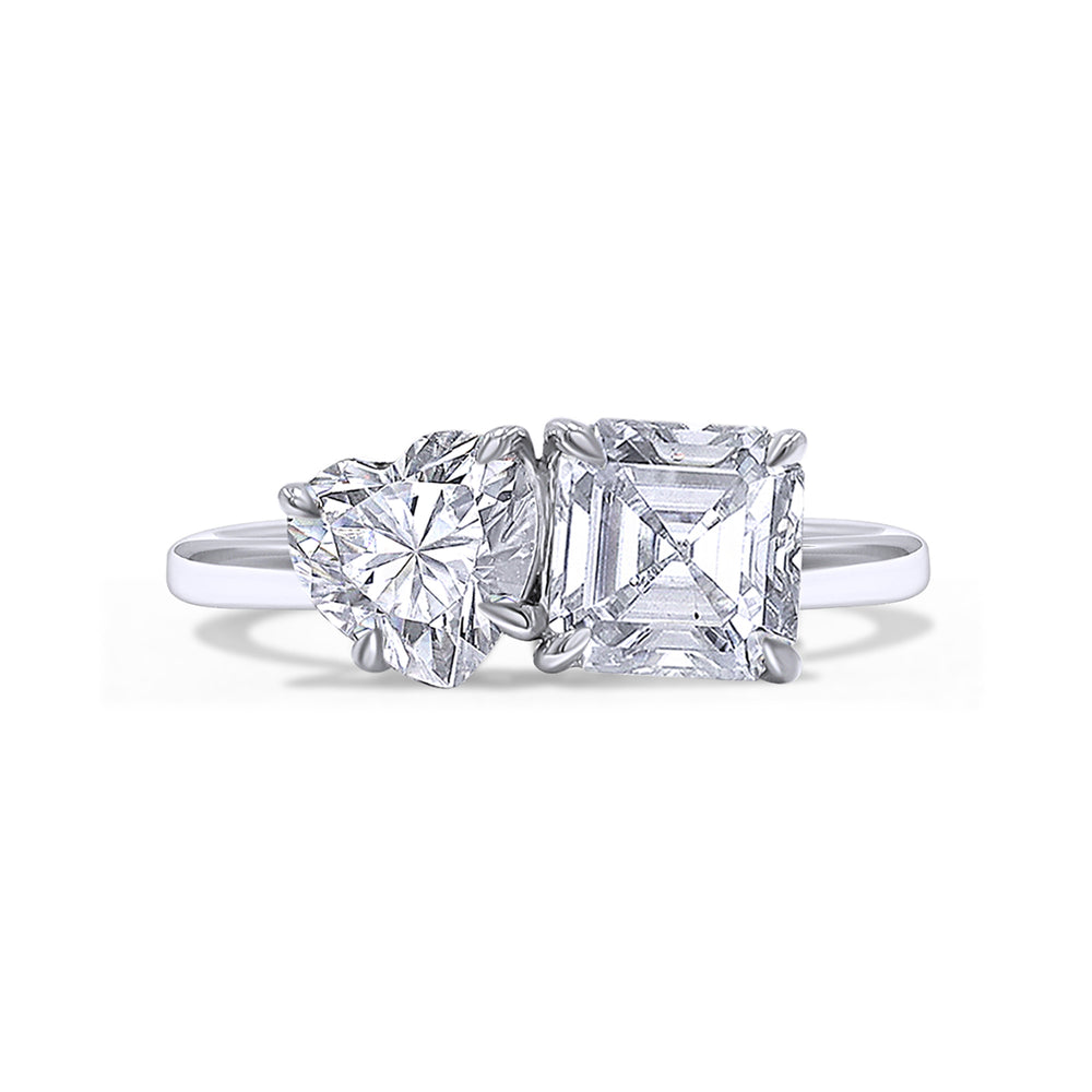 
                      
                        2 2/5 Carat Heart & Asscher Lab Created Moissanite Diamond Toi Et Moi 2-Stone Engagement Ring For Women In 925 Sterling Silver
                      
                    