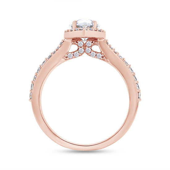 Pear & Round Lab Created Moissanite Diamond Halo Engagement Ring for Women In 925 Sterling Silver (1.75 Cttw)