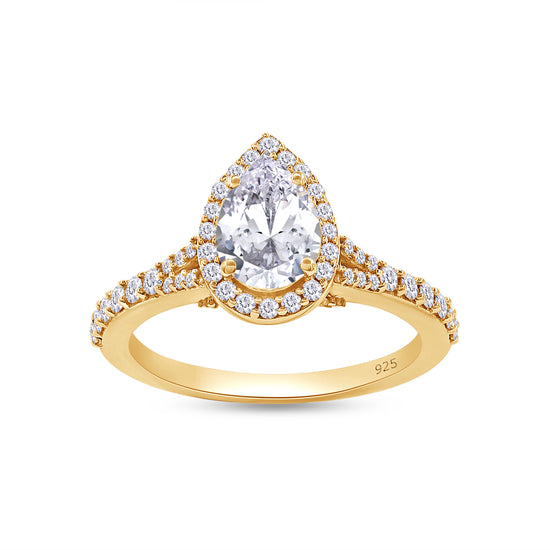 Pear & Round Lab Created Moissanite Diamond Halo Engagement Ring for Women In 925 Sterling Silver (1.75 Cttw)