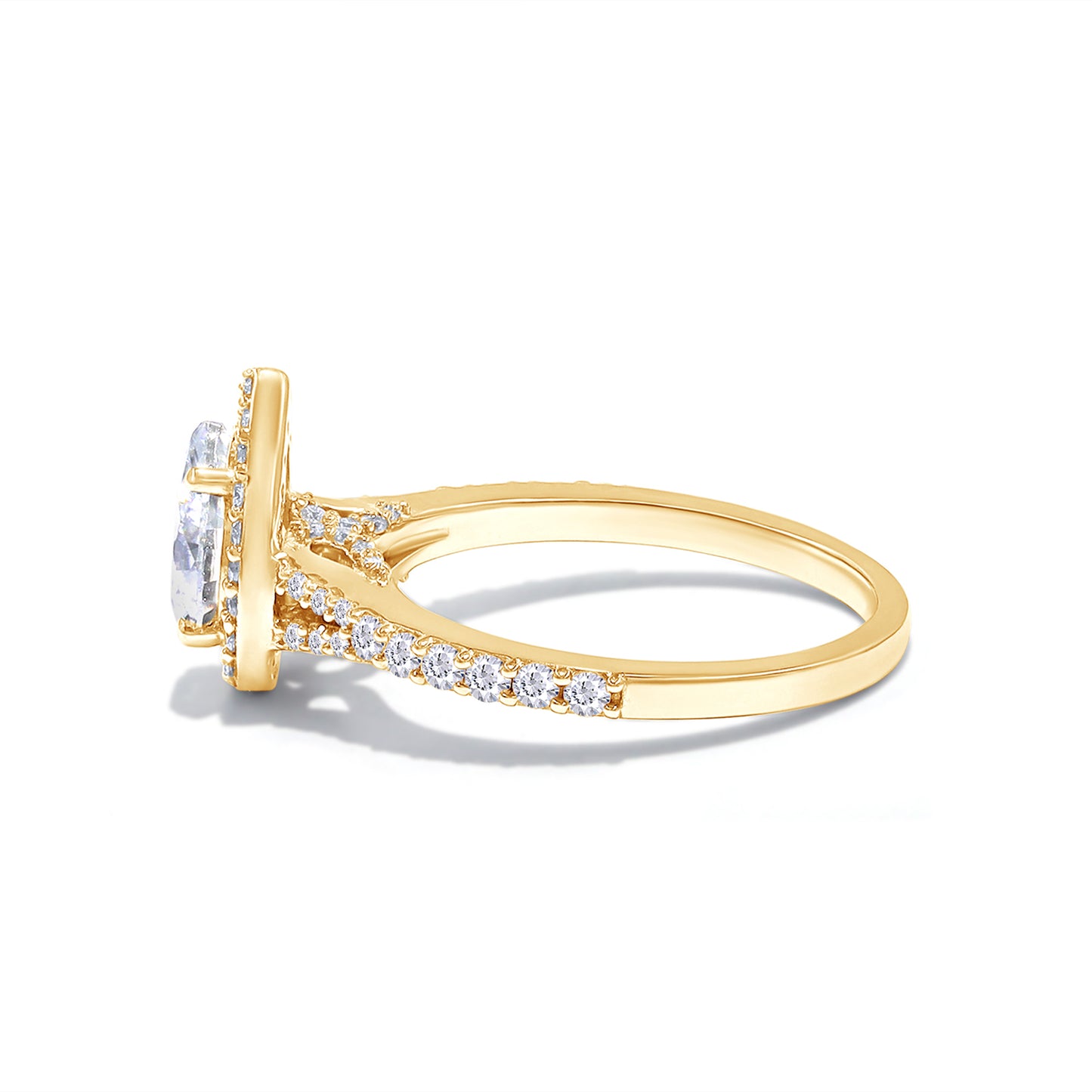 Pear & Round Lab Created Moissanite Diamond Halo Engagement Ring for Women In 925 Sterling Silver (1.75 Cttw)