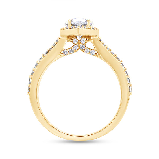 Pear & Round Lab Created Moissanite Diamond Halo Engagement Ring for Women In 925 Sterling Silver (1.75 Cttw)
