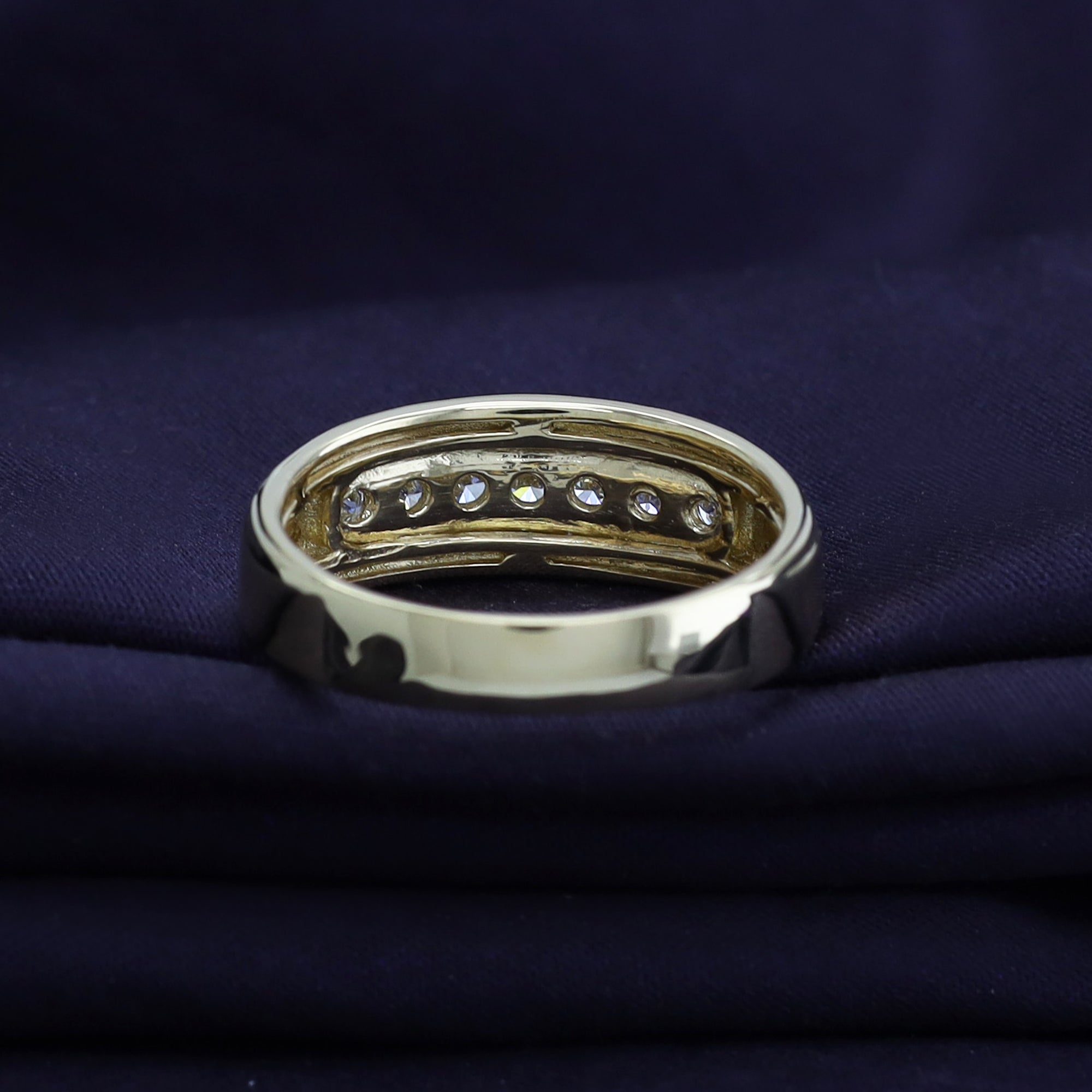 Round Lab Grown Diamond Channel Set 7-Stone Wedding Anniversary Band Ring