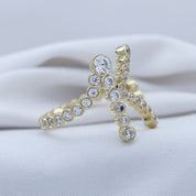 Initial Letter "K" Alphabet White Cubic Zirconia Bezel Set Promise Ring