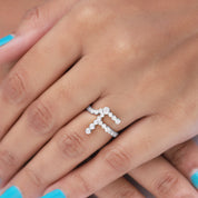 Bubble Round shape Lab Created Moissanite Initial Letter Ring