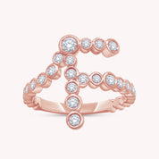 Bubble Round shape White Cubic Zirconia Initial Letter Ring