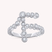 Bubble Round shape White Cubic Zirconia Initial Letter Ring