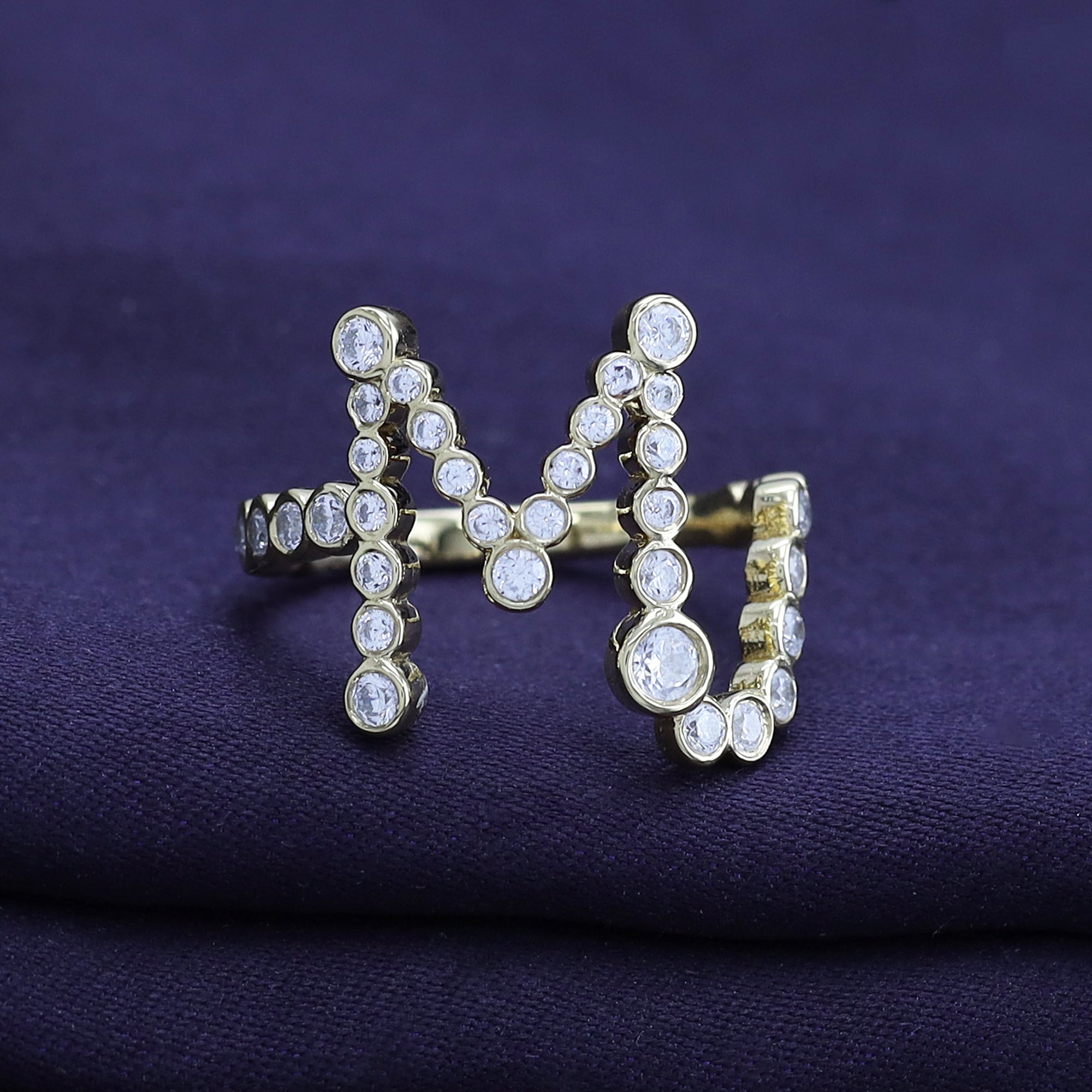 Bubble Round Lab Grown Diamond Initial Letter Ring