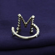 Bubble Round shape White Cubic Zirconia Initial Letter Ring