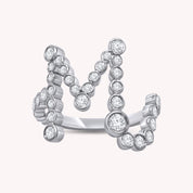 Bubble Round shape White Cubic Zirconia Initial Letter Ring