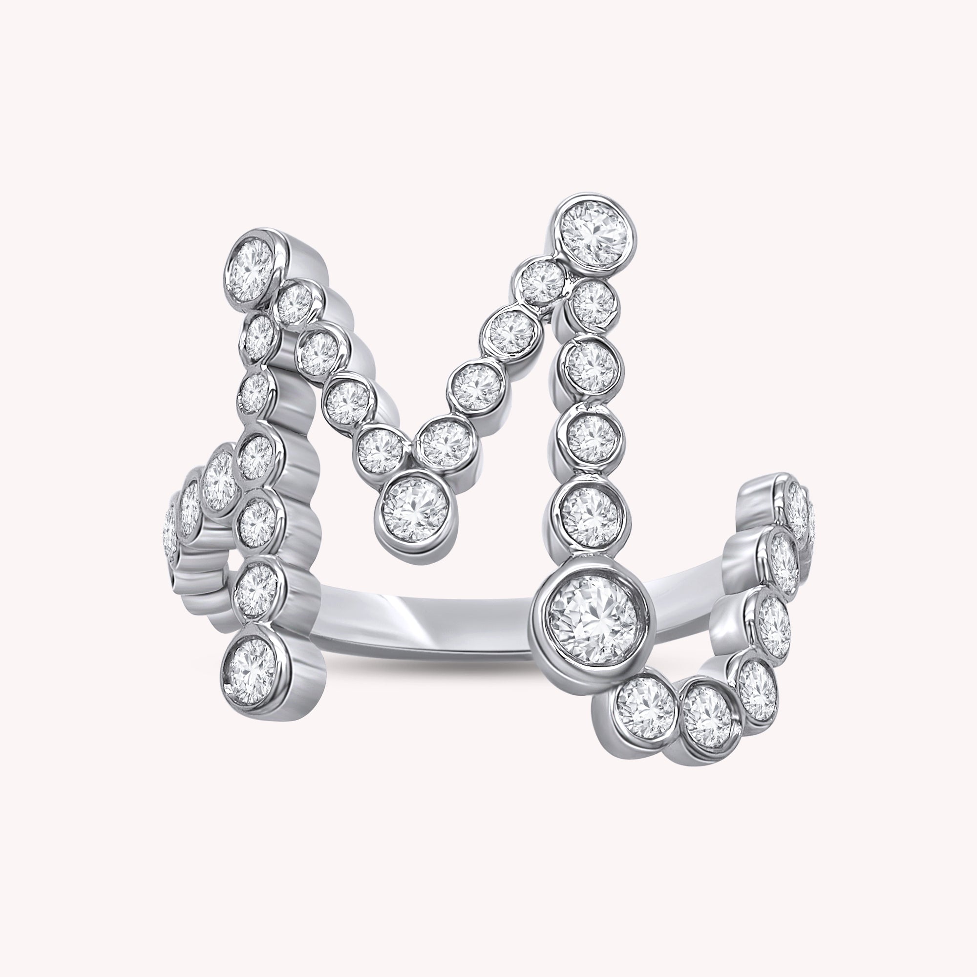 Bubble Round shape White Cubic Zirconia Initial Letter Ring