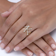 Bubble Round shape White Cubic Zirconia Initial Letter Ring