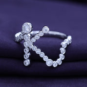 Bubble Round Lab Grown Diamond Initial Letter Ring