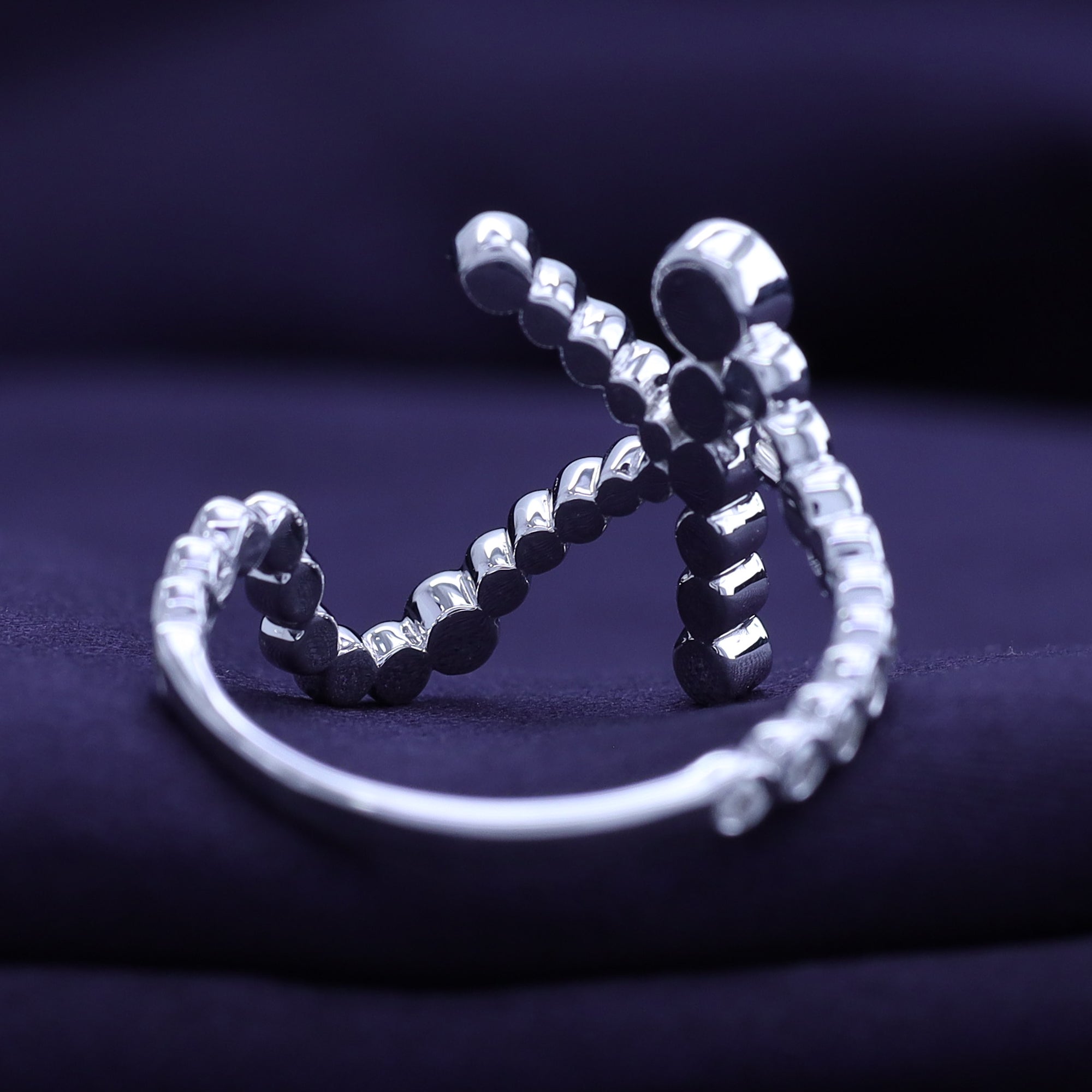 Bubble Round shape White Cubic Zirconia Initial Letter Ring