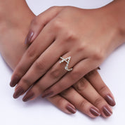 Bubble Round shape Lab Created Moissanite Initial Letter Ring