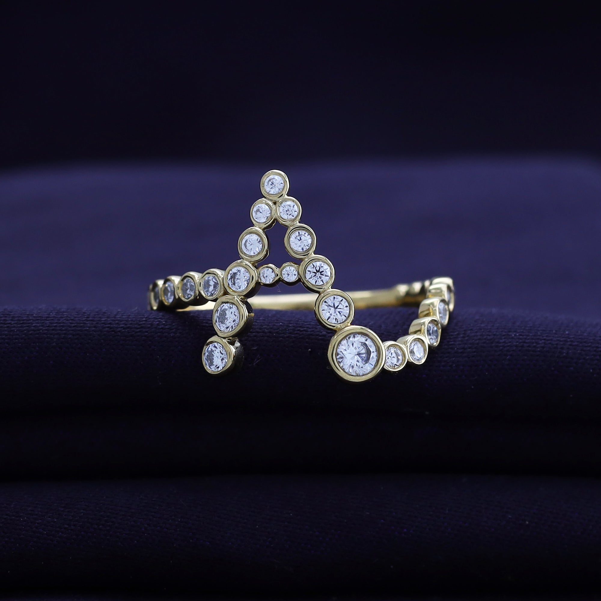 Bubble Round shape White Cubic Zirconia Initial Letter Ring