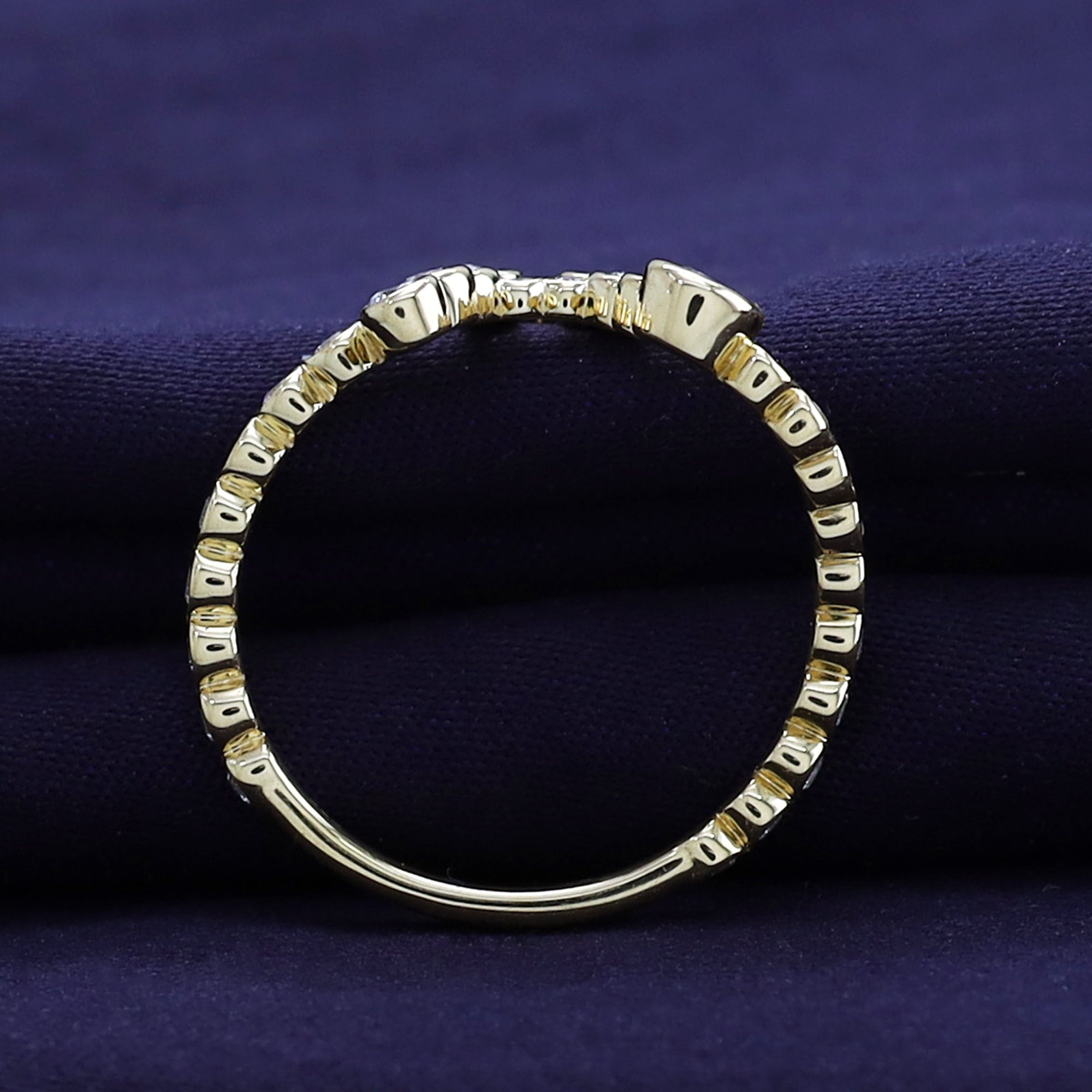 Bubble Round shape Lab Created Moissanite Initial Letter Ring