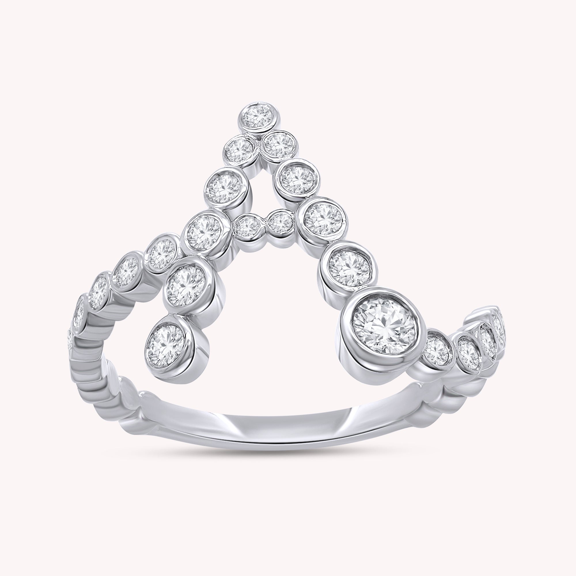 Bubble Round shape White Cubic Zirconia Initial Letter Ring
