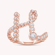 Bubble Round Lab Grown Diamond Initial Letter Ring
