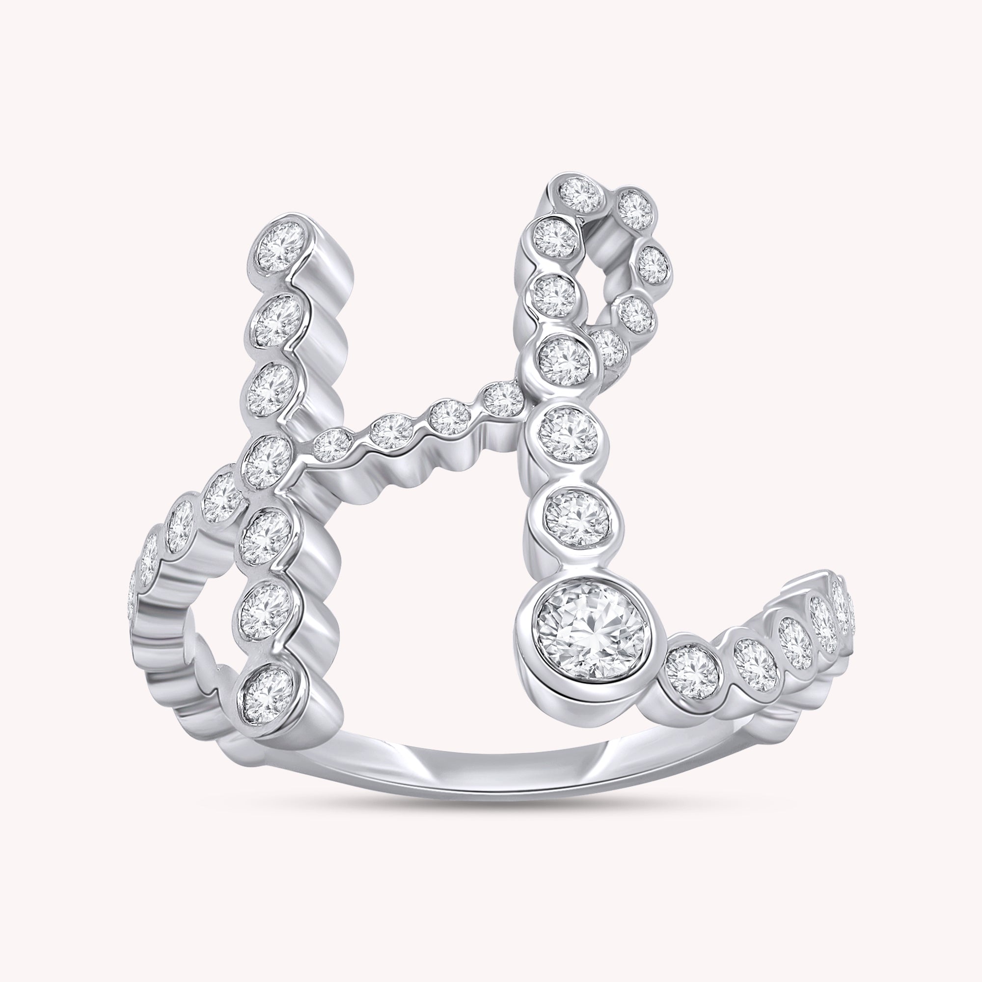 Bubble Round Lab Grown Diamond Initial Letter Ring