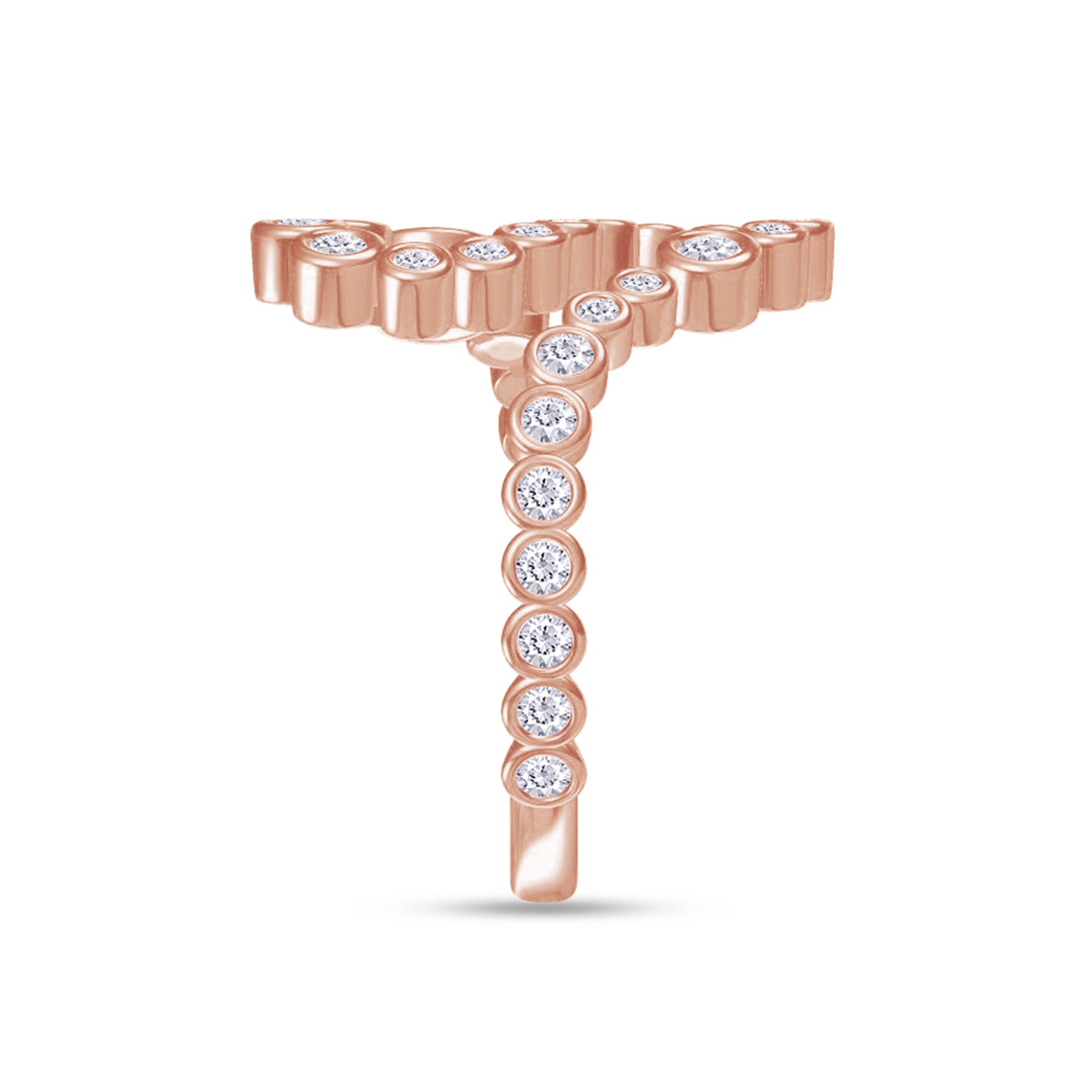 Bubble White Cubic Zirconia Initial Letter Ring In 925 Sterling Silver