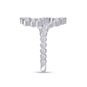 Bubble Round Lab Created Moissanite Initial Letter Ring In 925 Sterling Silver