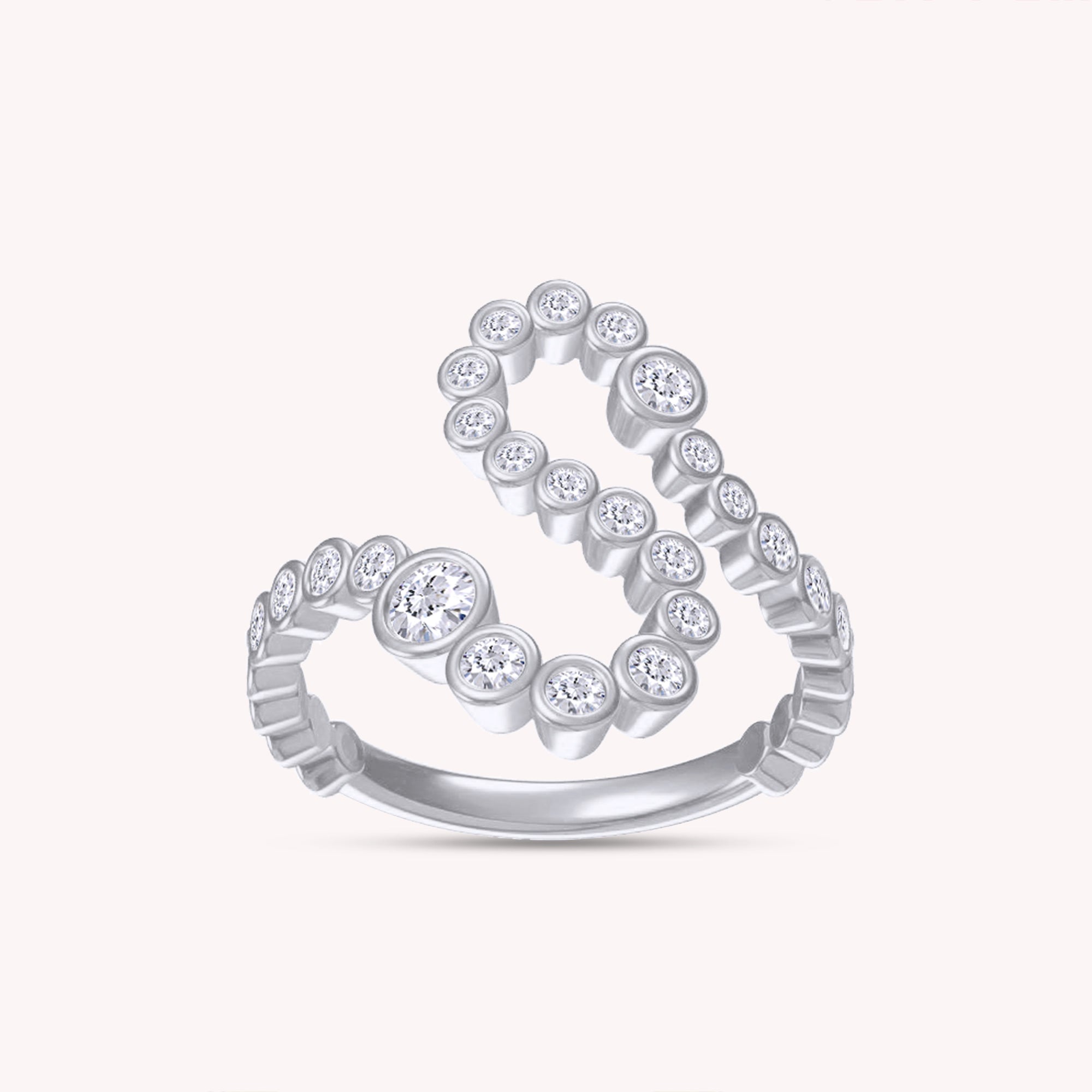 Bubble Round Lab Created Moissanite Initial Letter Ring In 925 Sterling Silver