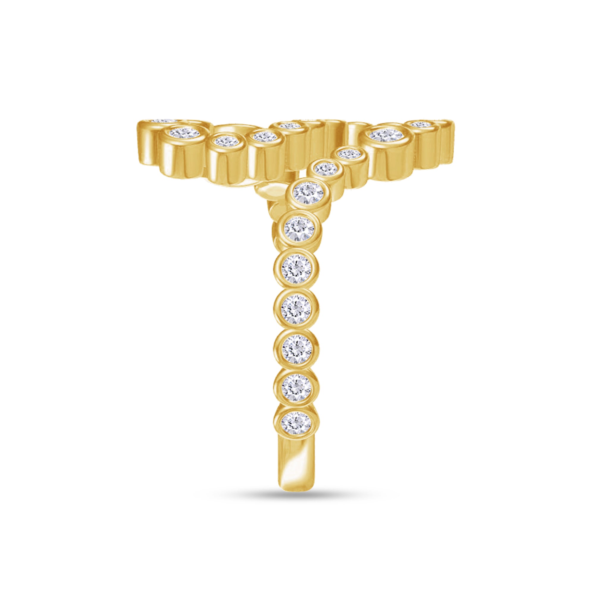 Bubble White Cubic Zirconia Initial Letter Ring In 925 Sterling Silver