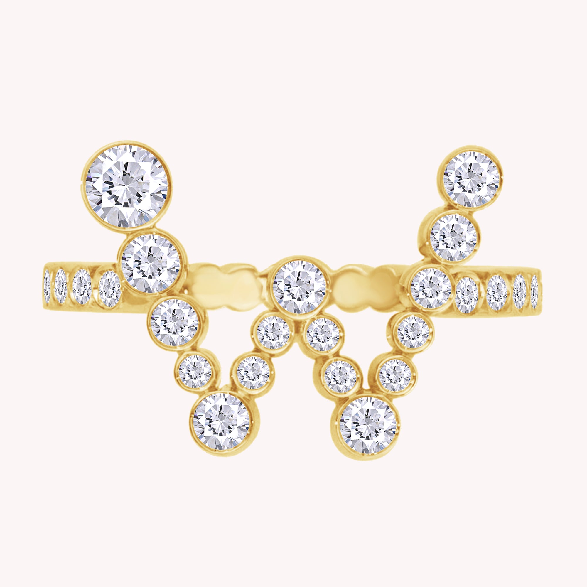 Bubble Round Lab Grown Diamond Initial Letter Ring